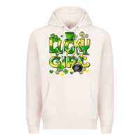 Pale Pink lucky girl st. patricks day Premium Hoodie - HowdyJamesFarm