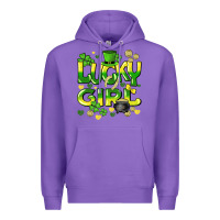 Purple lucky girl st. patricks day Premium Hoodie - HowdyJamesFarm