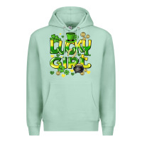 Seafoam lucky girl st. patricks day Premium Hoodie - HowdyJamesFarm
