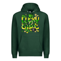 Sports Green lucky girl st. patricks day Premium Hoodie - HowdyJamesFarm