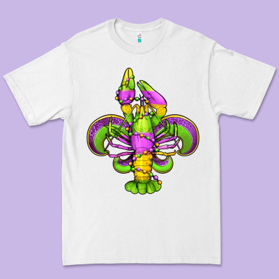 Mardi Gras Crawfish Fleur De Lis Premium Tee Designed By Jasminsmagicworld