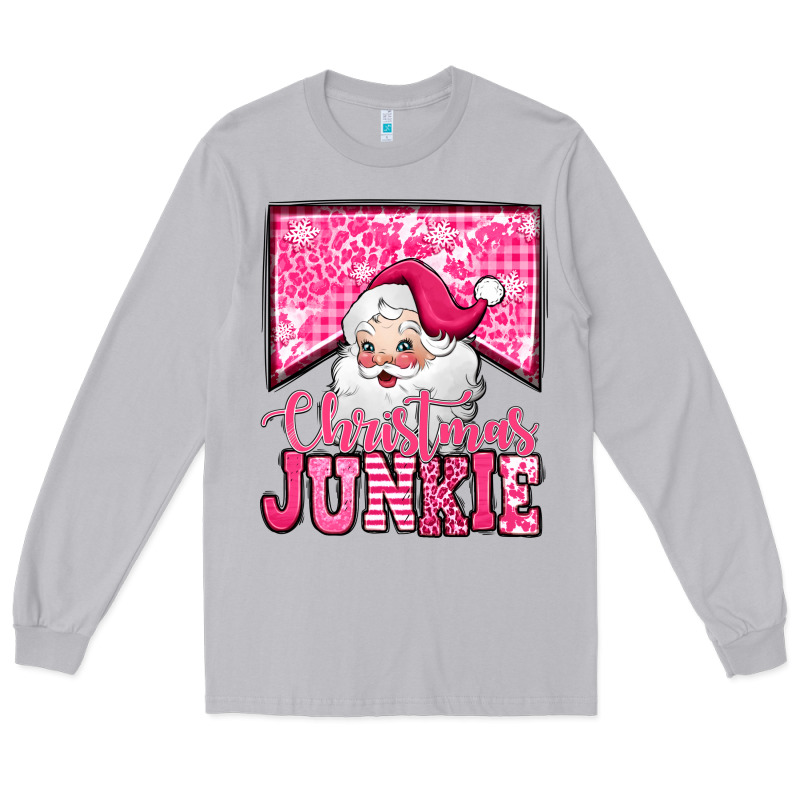 Pink Christmas Junkie Santa Claus Long Sleeve Tee by Jasminsmagicworld | Teevron