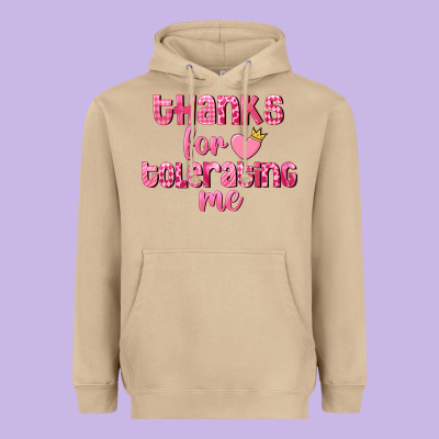 Thanks For Tolerating Me Valentine's Day Heavyweight Hoodie Designed By Fadigitalartstudio