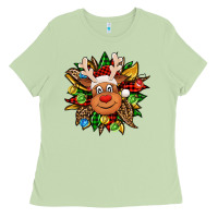 Matcha Christmas reindeer sunflower Ladies Tee - Jasminsmagicworld