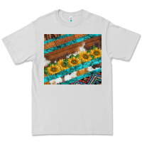 Dove Grey western aztec sunflowers turquoise cowhide Premium Tee - BarkalooDesign