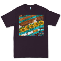 Plum western aztec sunflowers turquoise cowhide Premium Tee - BarkalooDesign
