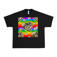 Black Pride LGBTQ+ Cowhide Hearts And Daisy Patterns Urban Heavy Tee - BundleAndBundleShop