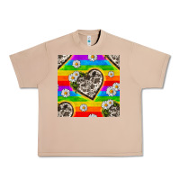 Burro Pride LGBTQ+ Cowhide Hearts And Daisy Patterns Urban Heavy Tee - BundleAndBundleShop