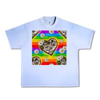 Grape Ice Pride LGBTQ+ Cowhide Hearts And Daisy Patterns Urban Heavy Tee - BundleAndBundleShop