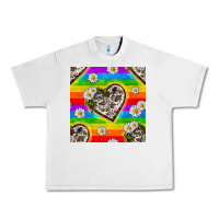 Lunar Rock Pride LGBTQ+ Cowhide Hearts And Daisy Patterns Urban Heavy Tee - BundleAndBundleShop