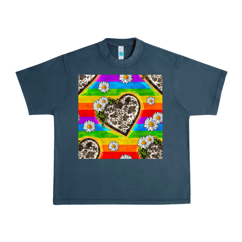 Pride Lgbtq+ Cowhide Hearts And Daisy Patterns Urban Heavy Tee by BundleAndBundleShop | Teevron
