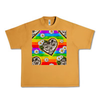Peanut Butter Pride LGBTQ+ Cowhide Hearts And Daisy Patterns Urban Heavy Tee - BundleAndBundleShop