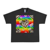 Pigment Black Pride LGBTQ+ Cowhide Hearts And Daisy Patterns Urban Heavy Tee - BundleAndBundleShop
