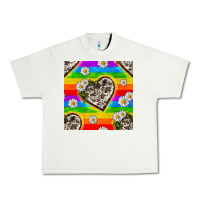 Pistachio Pride LGBTQ+ Cowhide Hearts And Daisy Patterns Urban Heavy Tee - BundleAndBundleShop