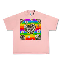 Salmon Pride LGBTQ+ Cowhide Hearts And Daisy Patterns Urban Heavy Tee - BundleAndBundleShop