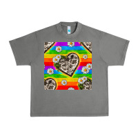 Tornado Pride LGBTQ+ Cowhide Hearts And Daisy Patterns Urban Heavy Tee - BundleAndBundleShop