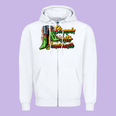 Steppin Into Juneteenth Heels Zipper Hoodie Designed By Cowgirlartshop