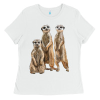 White 3 meerkat Ladies Tee - LillyAllenDesigns