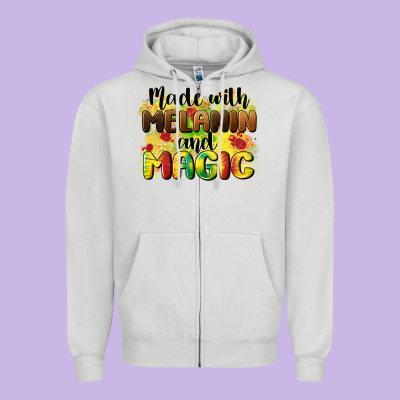 Made With Melanin And Magic Zipper Hoodie Designed By Cowgirlartshop