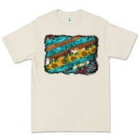 Bone western aztec sunflowers turquoise cowhide background Premium Tee - BarkalooDesign