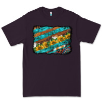Plum western aztec sunflowers turquoise cowhide background Premium Tee - BarkalooDesign