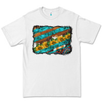White western aztec sunflowers turquoise cowhide background Premium Tee - BarkalooDesign
