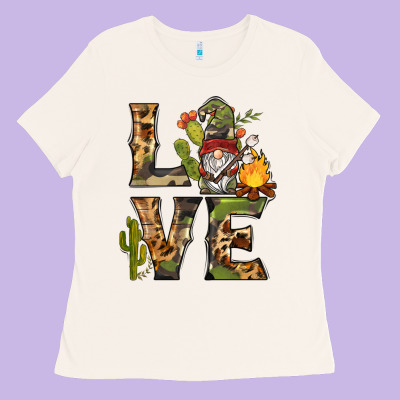 Love Camping Gnome Ladies Tee Designed By Barkaloodesign