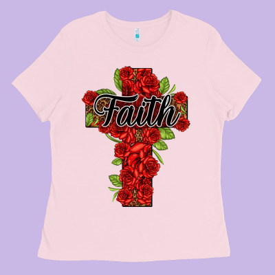 Faith Floral Cross Ladies Tee Designed By Nancycooperartshop