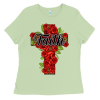 Matcha faith floral cross Ladies Tee - NancyCooperArtShop