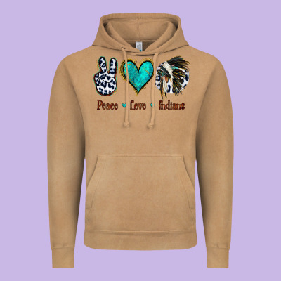 Peace Love Indians Vintage Hoodie Designed By Jasminsmagicworld
