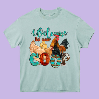 Welcome To Our Coop Heavy Core Tee Designed By Artiststas