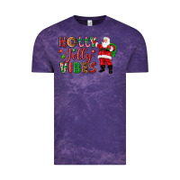Cloud Purple Holly Jolly vibes Christmas with Santa Vintage Tee - NancyCooperArtShop