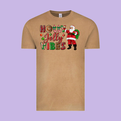 Holly Jolly Vibes Christmas With Santa Vintage Tee Designed By Nancycooperartshop