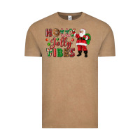 Vintage Coffee Holly Jolly vibes Christmas with Santa Vintage Tee - NancyCooperArtShop