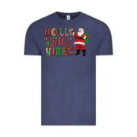 Vintage Denim Holly Jolly vibes Christmas with Santa Vintage Tee - NancyCooperArtShop