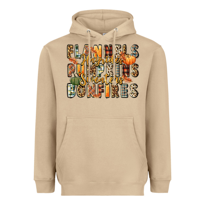 Flannels Hayrides Pumpkins  Bonfires Heavyweight Hoodie by FaDigitalArtStudio | Teevron