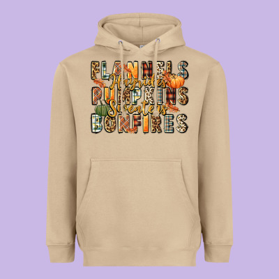 Flannels Hayrides Pumpkins  Bonfires Heavyweight Hoodie Designed By Fadigitalartstudio