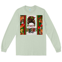 Matcha Christmas merry mama messy bun Long Sleeve Tee - Jasminsmagicworld