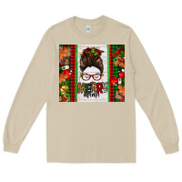 Mushroom Christmas merry mama messy bun Long Sleeve Tee - Jasminsmagicworld