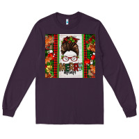 Plum Christmas merry mama messy bun Long Sleeve Tee - Jasminsmagicworld