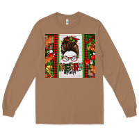 Christmas Merry Mama Messy Bun Long Sleeve Tee | Teevron