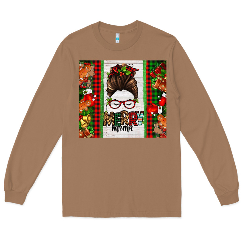 Christmas Merry Mama Messy Bun Long Sleeve Tee by Jasminsmagicworld | Teevron