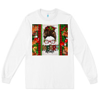 White Christmas merry mama messy bun Long Sleeve Tee - Jasminsmagicworld