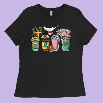 Faith Coffee Cups Ladies Tee Designed By Nancycooperartshop