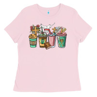 Bubblegum Pink faith coffee cups Ladies Tee - NancyCooperArtShop