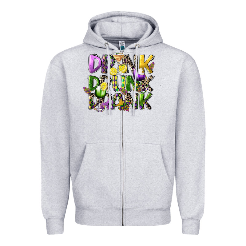 Drink Drunk Drank Zipper Hoodie by CowGirlArtShop | Teevron