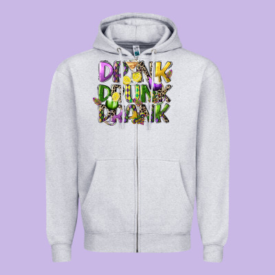 Drink Drunk Drank Zipper Hoodie Designed By Cowgirlartshop