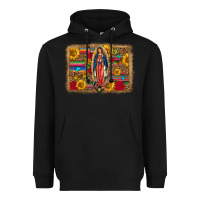 Black Our Lady Of Guadalupe Glitter Leopard Flowers Heavyweight Hoodie - FaDigitalArtStudio
