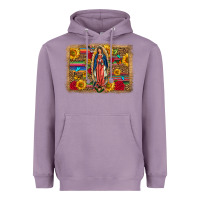 Lavender Our Lady Of Guadalupe Glitter Leopard Flowers Heavyweight Hoodie - FaDigitalArtStudio