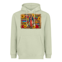 Matcha Our Lady Of Guadalupe Glitter Leopard Flowers Heavyweight Hoodie - FaDigitalArtStudio